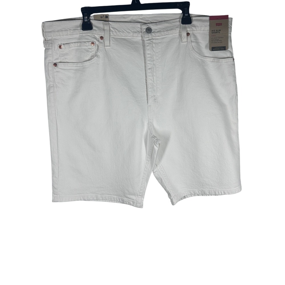 Levi's 412 Slim Fit‎ White Denim Shorts Men's Size 40 Stretch Casual NWT